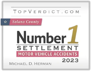 Number 1 motor vehicle accident settlement Solano County 2023 badge, Michael D. Herman